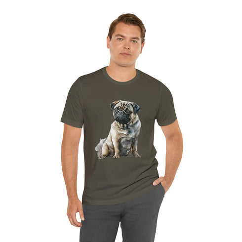 Loving Pug in Watercolor - Short Sleeve Tee